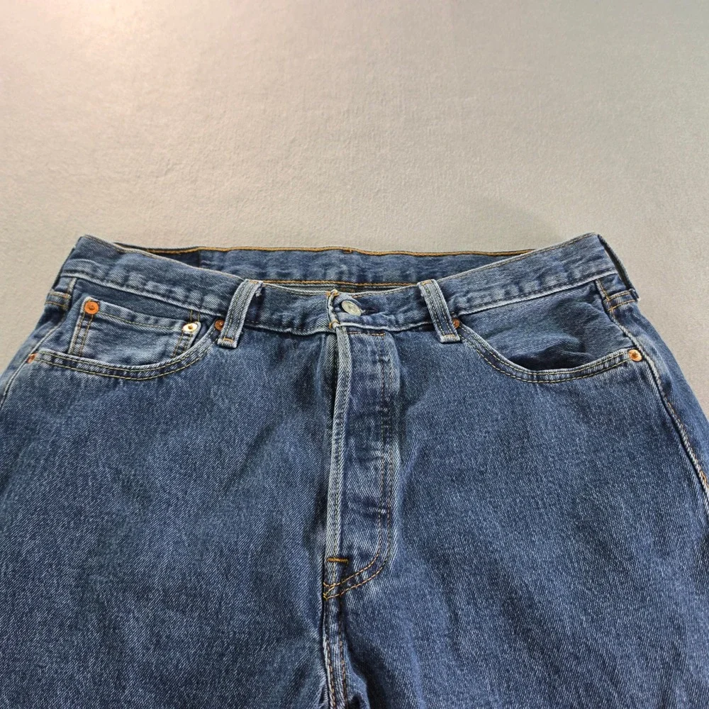 Levis 501 Original Fit Mens Blue Denim Straight Leg Button Fly Jeans 34x30